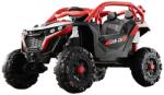 Flippy Masina Electrica pentru Copii, Flippy, Tip Buggy/UTV Off-Road Dual Drive, Conectare Bluetooth, Telecomanda, Lumina Intermitenta si Muzica, Baterie 380*2, 6V 7Ah, 97 x 62 x 58 cm, Rosu Negru (136154)