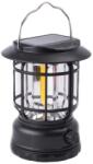 Flippy Lampa portabila camping, Felinar Vintage, ABS, Iluminare 30 COB LED, Intensitate reglabila, Acumulator inclus, Incarcare Solara si USB, 5W, Flippy, Negru (124051)
