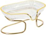 Flippy Savonieră cu Suport, Flippy, Sistem de Scurgere a Apei, Design Elegant cu Margine Aurie, Suport Metalic Inclus, 14 x 8.5 x 9 cm, Transparent/Auriu (164472)
