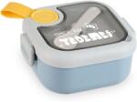 Flippy Caserola pentru copii Flippy, lunch box, 750 ml, doua boluri, lingura, foarfeca din plastic, rezistenta la scurgeri, Albastra (125016)