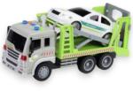 Flippy Set Camion De Tractare Cu Rampa Si Masinuta 1: 16, Cu Frictiune, Lumini Si Sunete, Jucarie Interactiva Vehicul Depanare Copii, Set 2 In 1 Transport Auto, Camion Platforma Cu Rampa Mobila, Efecte Lumin