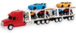 Flippy Platforma Cu Masini De Curse, Cu Frictiune, Lumini Si Sunete, Jucarie Interactiva Trailer Transport, Camion Cu 6 Masinute De Curse Incluse, Tir Cu Platforma Auto, Efecte Luminoase Si Sonore, Pentru Co