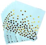 Flippy Set 20 de Servetele de Masa, Flippy, Imprimeu cu Buline Aurii, din Hartie, 17 x 17 cm, Albastru (130459)