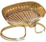 Flippy Savonieră cu Suport, Flippy, Sistem de Scurgere a Apei, Design Elegant cu Margine Aurie, Suport Metalic Inclus, 14 x 8.5 x 9 cm, Auriu (164473)