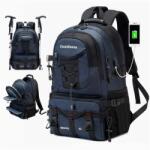 Flippy Rucsac Multifunctional de Alpinism, Flippy, Capacitate 36-55 L, de Calatorie, Impermeabil, Slot USB Incarcare Telefon, Bretele Reglabile, 52 x 34 x 19 cm, Albastru (133489) Rucsac tura