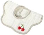 Flippy Baveta Tip Floare, Flippy, din Bumbac, pentru Copii 0-12 Luni, Rezistenta la apa, 8 Straturi, Model Tricotat cu Cirese, 26 x 29 cm, Alb (133857) Bavata