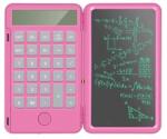 Flippy Calculator de Mana Reincarcabil cu Tabla de Scris, Flippy, Calculator Portabil, Ecran LCD, Afisaj cu 12 Cifre, Ecran de 15 cm, Culoare Roz (126426)