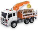 Flippy Camion cu incarcator pentru lemn 1: 16 portocaliu, Lumini si sunete, Jucarie interactiva utilaj forestier copii, Vehicul transport busteni cu brat mobil, Camion forestier plastic realis, Copii 3+ ani,