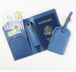 Flippy Portofel pentru Pasaport si Carduri, Flippy, 23x16 cm, 70g, din Piele PU, Suport Pix, Accesoriu Suport Eticheta, Unisex, Multifunctional, Albastru (131626)