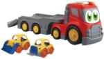 Flippy Camion Platforma Transport Masini Cu Frictiune Oraselul Agitat, Cu Lumini Si Sunete, Jucarie Interactiva Camion Cu Rampa Si 2 Masinute Incluse, Vehicul Transport Auto Pentru Copii 18+ Luni, Rosu (PIT1