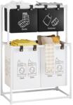 Flippy Cos de Rufe, Flippy, cu 2 Etaje, 4 Cosuri, Cadru de Otel Inoxidabil, 97x44x57 cm, Alb (134451)