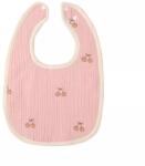 Flippy Baveta in Forma de U, Flippy, din Bumbac, pentru Copii 0-12 Luni, Rezistenta la Apa, cu Capse, Model cu Cirese, 21x30 cm, Roz (133876) Bavata
