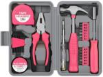 Flippy Set Scule 24 piese pentru Uz Casnic, Flippy, Instrumente Set in Trusa de Plastic Gri, din Plastic si Metal, 20 x 12.5 x 3 cm, Roz (164283) Trusa unelte