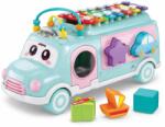 Flippy Autobuz Muzical cu Xilofon Albastru, Jucarie de Tras pentru Bebelusi 18+ Luni, Sunete Vesela la Tragere, Xilofon Integrat, Caramizi si Margele Colorate, Jucarie Educativa Montessori Dezvolta Motorica 