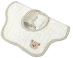 Flippy Baveta Tip Floare, Flippy, din Bumbac, pentru Copii 0-12 Luni, Rezistenta la apa, 8 Straturi, Model Tricotat cu Ursulet, 26 x 29 cm, Alb (133854) Bavata