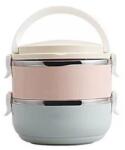 Flippy Set 2 Caserole pentru alimente Flippy, lunch box, 1400 ml, otel inoxidabil, maner, valva aerisire, 15.5 x 15 cm, inchidere etansa, multicolor (125119)