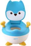 Flippy Olita pentru Copii, Flippy, +6 luni, Compartiment Detasabil, cu Capac, Antiderapanta, din Plastic, Colac Moale, Model Animat Vulpe, cu Maner, 34.5 x 35 x 23 cm, Albastru/Alb (133493) Olita