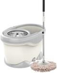 Flippy Set Galeata si Mop Rotativ 360°, Flippy, Cu Dubla Actiune Centrifuga, Pentru Uz Casnic, Maner din Otel Inoxidabil Telescopic, 2 Capte din Bumbac, 46x27x29 cm, Alb (125913)
