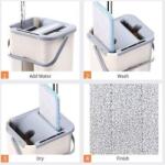 Flippy Set de curatenie Flippy, mop si galeata, galeata 6 l, 2 rezerve microfibra incluse, design modern, pentru interior, material plastic, peri sintetici, plat, cu storcere, bej (125242)