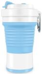 Flippy Pahar pliabil din silicon Flippy, pentru calatorii, camping, 750 ml, pai inclus, 11.6 x 19.3 cm, albastru (125087) Pahar