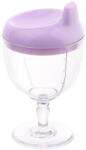 Flippy Pahar din Plastic Transparent cu Picior, Flippy, pentru Copii, 14 x 7.7 cm, cu Cioc Antiscurgere, + 3 Ani, Fara Maner, Mov (129961)