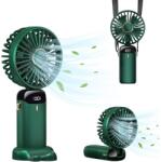 Flippy Ventilator Ultra Portabil cu Aromaterapie, Flippy, 3 in 1, de Mana, de Birou, de Gat, 5 Trepte de Viteza, Incarcare USB, Autonomie 12h, Pliabil, cu Ecran LCD, Verde (125921) Ventilator