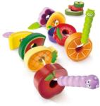 Hape Дървен комплект за нанизване Hape - Празник с плодове и гъсеници (H1072)
