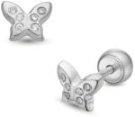 Lisa Jewelry for Kids szikrázó pillangó fehér arany fülbevaló gömb zárral (JTAG-7940-18) - lisajewelryforkids