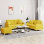 vidaXL Set de canapele cu perne, 3 piese, galben deschis, textil GartenMobel Dekor (3202115) Canapea