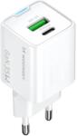 Wozinsky WWC-35W GaN USB-A + USB-C hálózati töltő adapter - Fehér