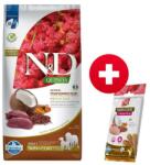 FARMINA N&D Quinoa Dog Adult Medium&Maxi Skin&Coat Venison & Coconut 7 kg + FARMINA N&D Quinoa Dental Treat Skin Coat Quail Medium/Maxi 100 g (7 db. ) INGYEN! !