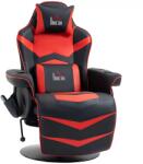 HomCom Prémium Gamer Szék, masszázs funkció, dönthető háttámla, lábtartó, acél keret, műbőr, piros