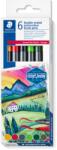 STAEDTLER Акварелни флумастри Staedtler DJ, двувърхи, 6 цвята, EUROPE (34188-А-EUROPE)