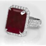  Arany Gyűrű pr. 585 Természetes Rubin 9, 84 ct természetes gyémántok r 13