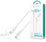 DEVIA Smart Series 60W+27W PD Type-C/Type-C + Lightning adat- és töltőkábel 1.2m- fehér (ST121485) - wpower