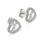 Flippy Cercei din Argint 925, Jolie Silver, Model Inimi cu Text Mama, Bijuterie Decorativa cu Design Simbolic, 12x12 mm, Greutate 1.7 g, Argintiu (13334)
