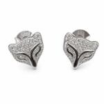 Flippy Cercei Tip Stud din Argint 925, Model Vulpe, Design Conturat cu Pietre Stralucitoare, Greutate 1.9 g, Argintiu (05374)