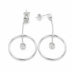 Flippy Cercei din Argint 925, Model Rotund 23 mm, Lantisor Decorativ cu Piatra Suspendata, Sistem de Prindere cu Tija si Fluturas, Argintiu (09347)