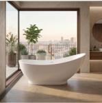 Rea Cada freestanding cu ventil auriu periat Rea Sorento 180 cm alb (KPL-W7862)