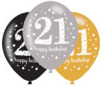  Happy Birthday 21 Gold léggömb, lufi 6 db-os 11 inch (27, 5 cm) (DPA9900737) - kreativjatek