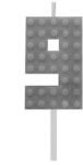 Blocks Építőkocka 9-es Grey Blocks tortagyertya, számgyertya (MLG132809B)