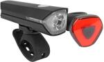 NEWTON 550G / 6259K-1 USB kerékpár világítás szett, 550 lumen, fix és villogó mód, fekete (első + hátsó), USB újratölthető NEWTON Bicikli alkatrészek Kerékpáros kiegészítők Kerékpár világítások és visszaverő