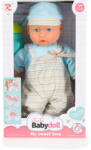 Moni BABA 41 cm-es fiú baba, csíkos, kantáros nacis VKÉK/szürke