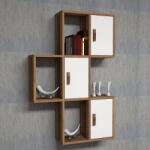  Modern Fali Polcrendszer - Dió-Fehér - 75x22x113 cm (845HCT1601)