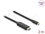 Delock USB Type-C - HDMI kábel (DP Alt Mode) 8K 60 Hz-hez HDR funkcióval 2m fekete (80599) (80599)
