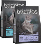 Briantos 2x1kg Briantos gabonamentes száraz kutyatáp vegyes próbacsomagban- Kacsa & burgonya + lazac & burgonya