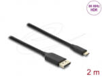 Delock USB Type-C - DisplayPort kábel (DP Alt Mode) 8K 60 Hz-hez HDR funkcióval 2m fekete (80165) (80165)