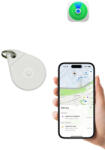 Gitel Apple Find My kompatibilis okos nyomkövető kulcstartó táskára, kulcsra, autóba és háziállatnak - cserélhető akkus Lokátor tracker, IP65 vízálló, fehér (Pointertag)