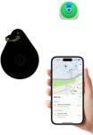 Gitel Apple Find My kompatibilis okos nyomkövető kulcstartó táskára, kulcsra, autóba és háziállatnak - cserélhető akkus Lokátor tracker, IP65 vízálló, fekete (Pointertag)