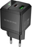 BOROFONE BN19 Intenso GaN - USB + Type C hálózati töltő - PD 20W QC 3.0 3A - fekete